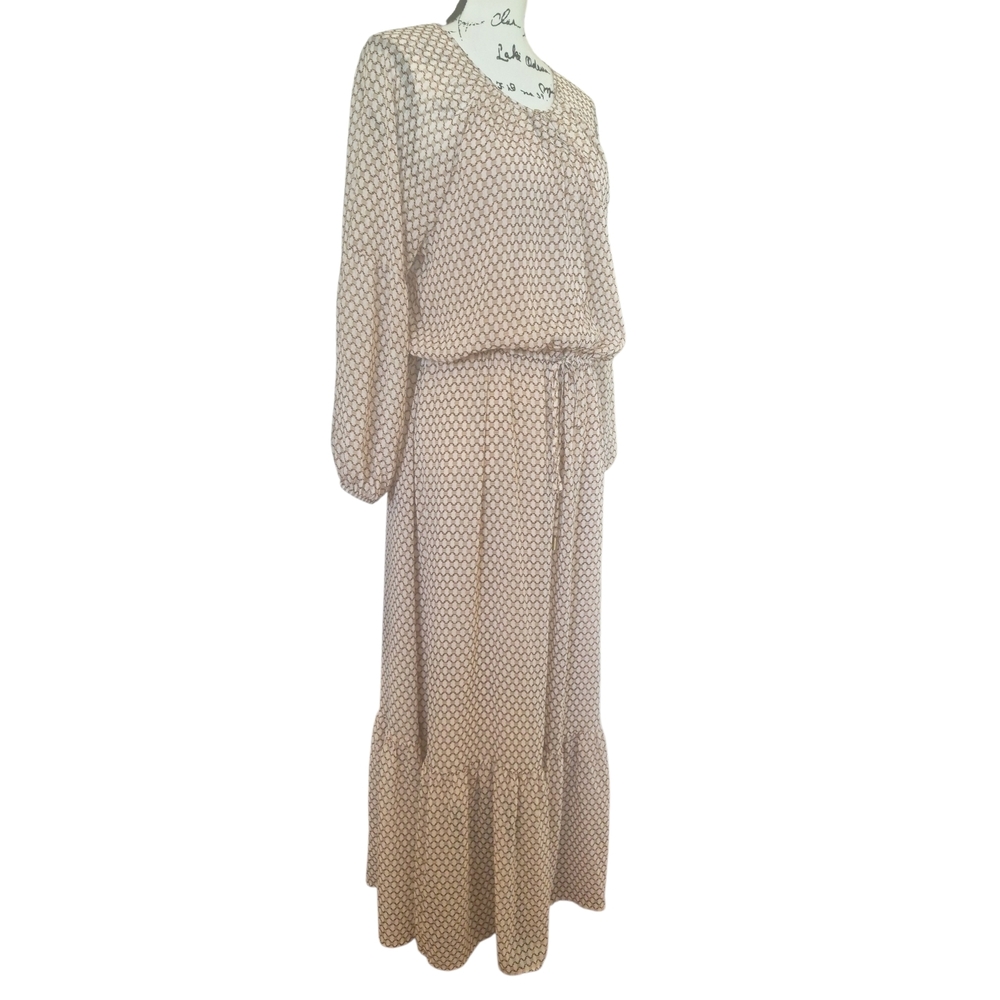 DKNY Printed Peasant Maxi Dress Sz L - Picture 4 of 10